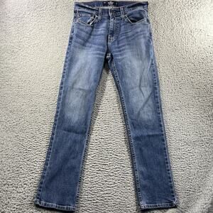 HOLLISTER JEANS WOMENS 28x30 BLUE SLIM STRAIGHT FLEX STRETCH WHISKERED DENIM